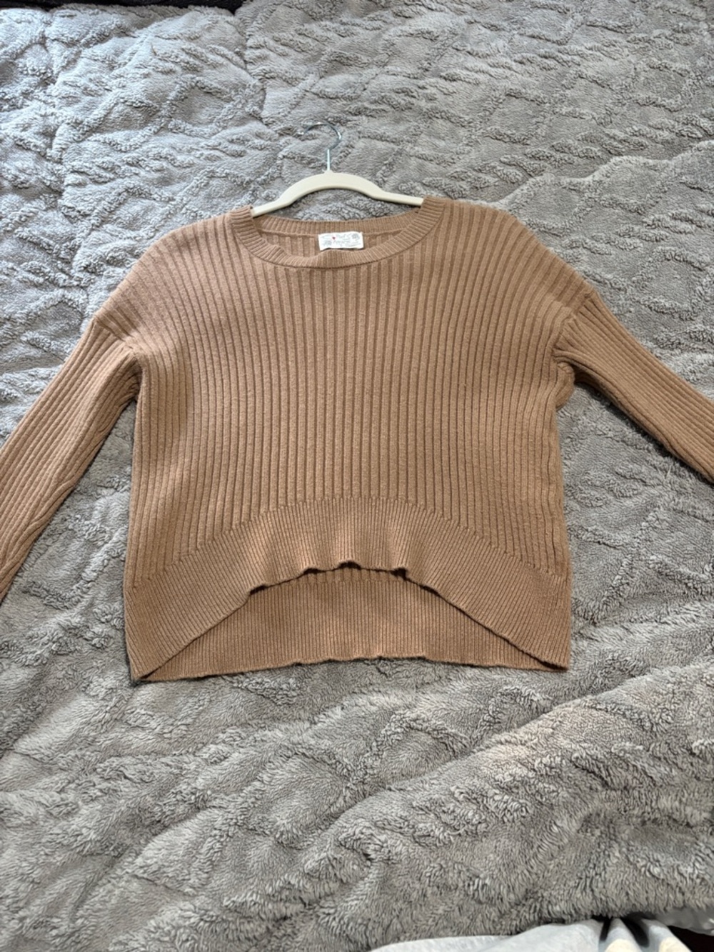 Ribbed Crewneck Sweater in Camel